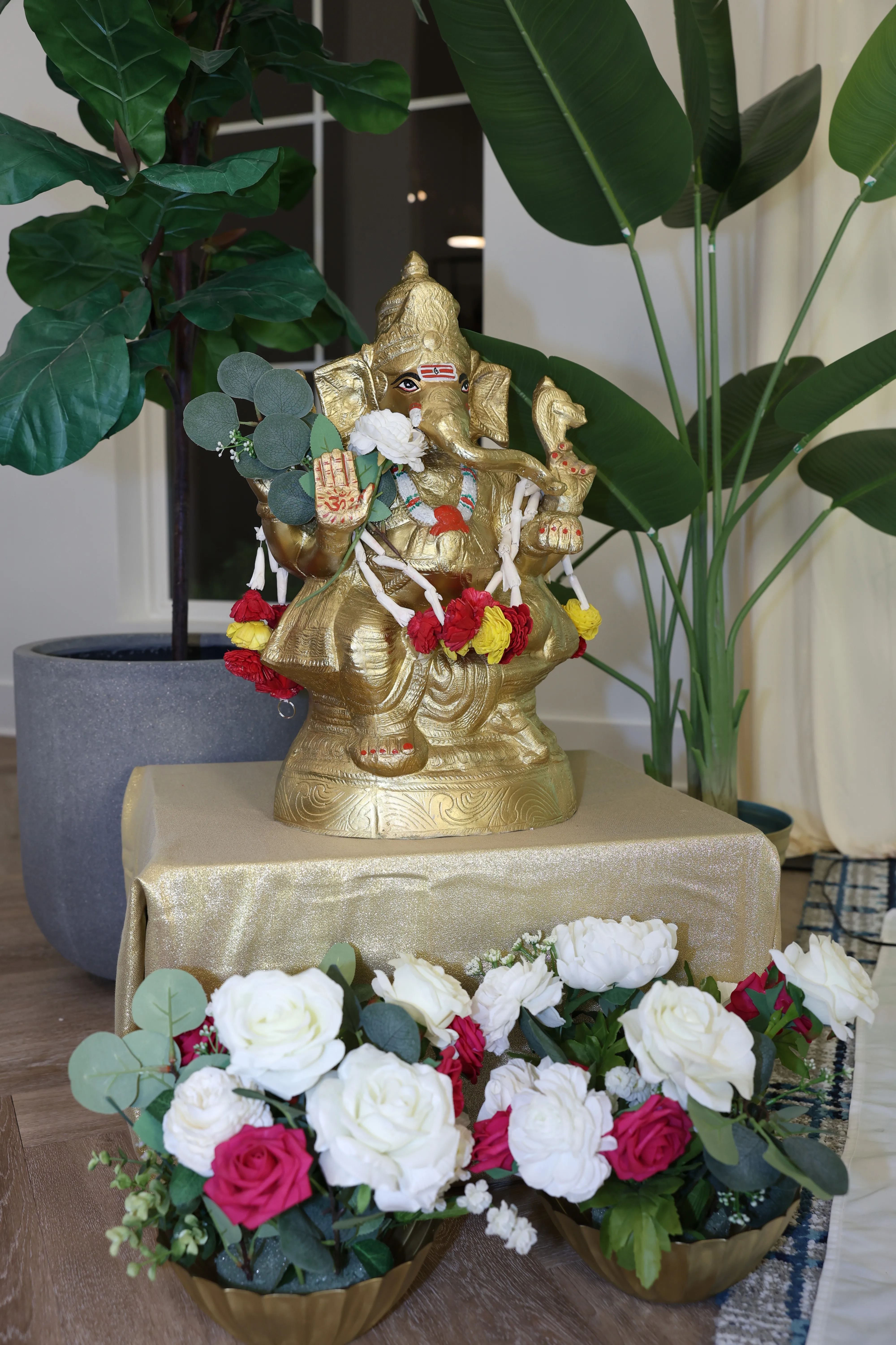 Ganesha floral detail — Pink & Gold Cradle Ceremony