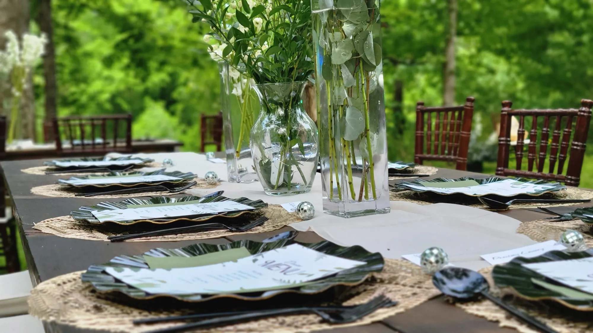 Outdoor reception setup overview — Rustic Bamboo Garden Mandap